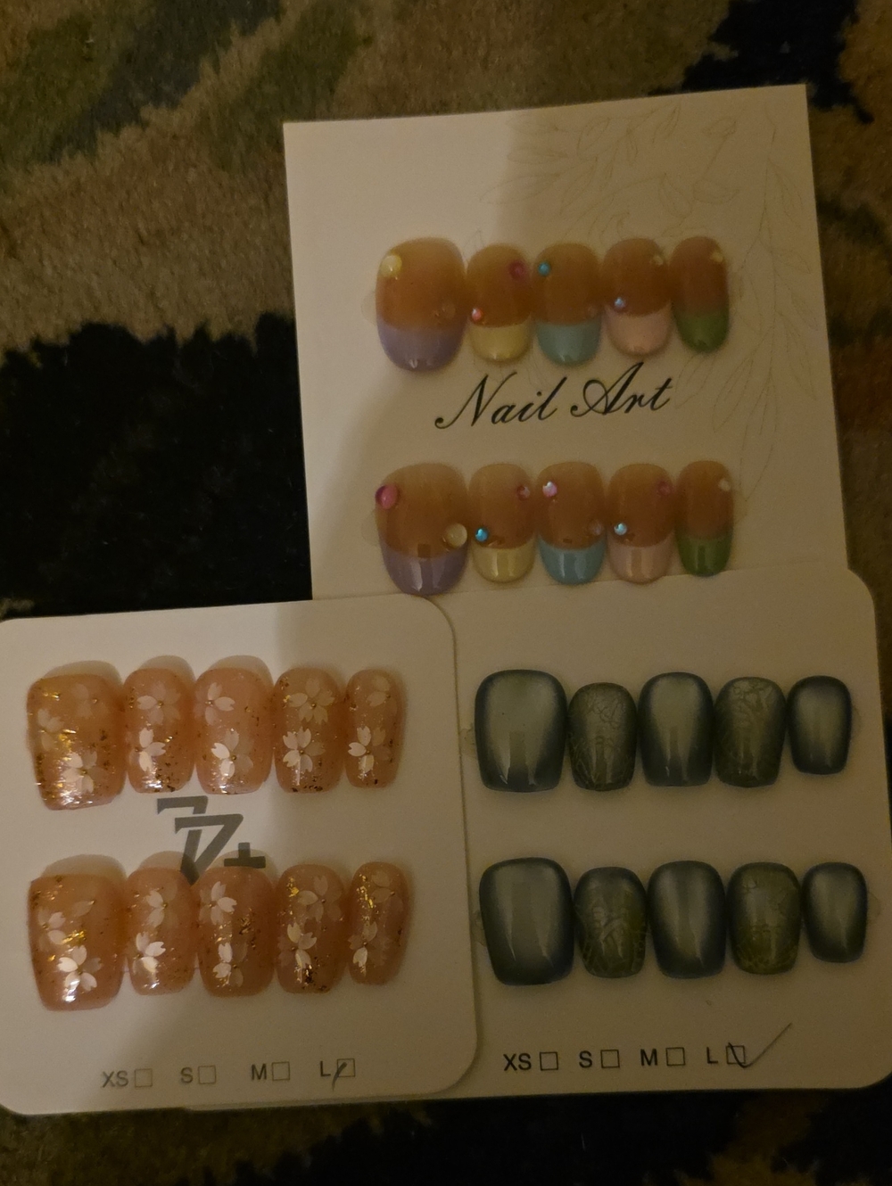 Nail Art Multi-Color Press-On Nail Set Large